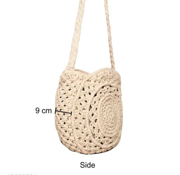ASTRID Round White Macrame Sling Bag - Free Size, White, Macrame, Pack of1, Round